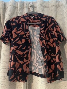 a new day Black and Rust Abstract Button-Up